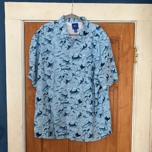 Guy Harvey Light Blue Shark Pattern Men's Shirt
